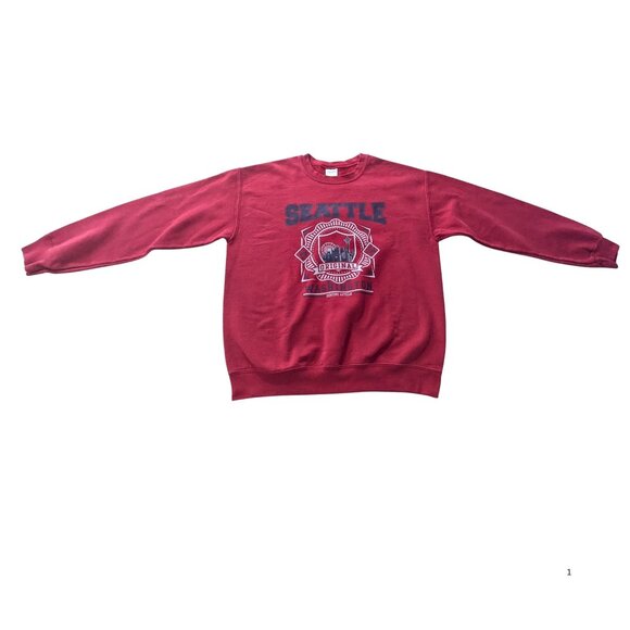 Gildan Heavy Blend Seattle Washington Crewneck Sweatshirt Red Men’s M EUC - Picture 2 of 6